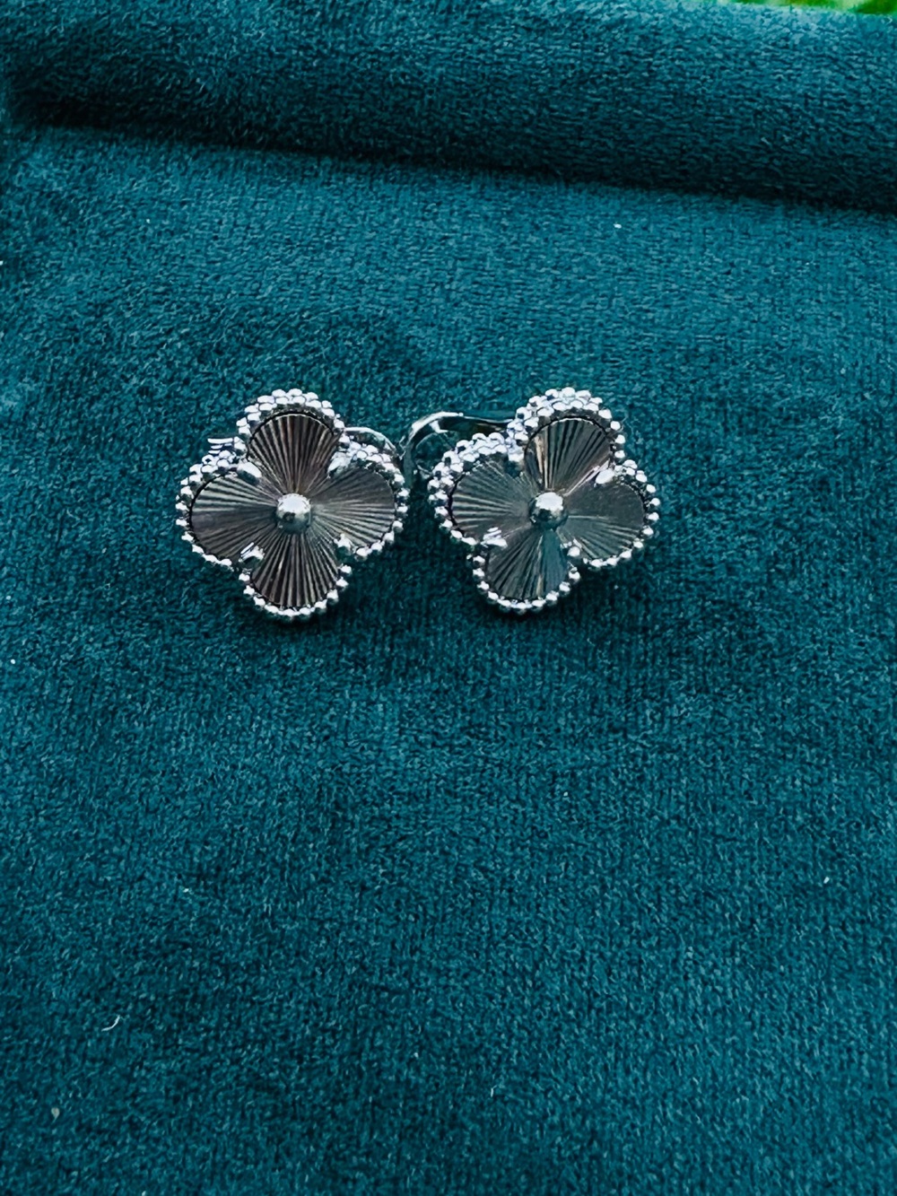 Silver Floral Clover Drop Earrings - Women Jewelry